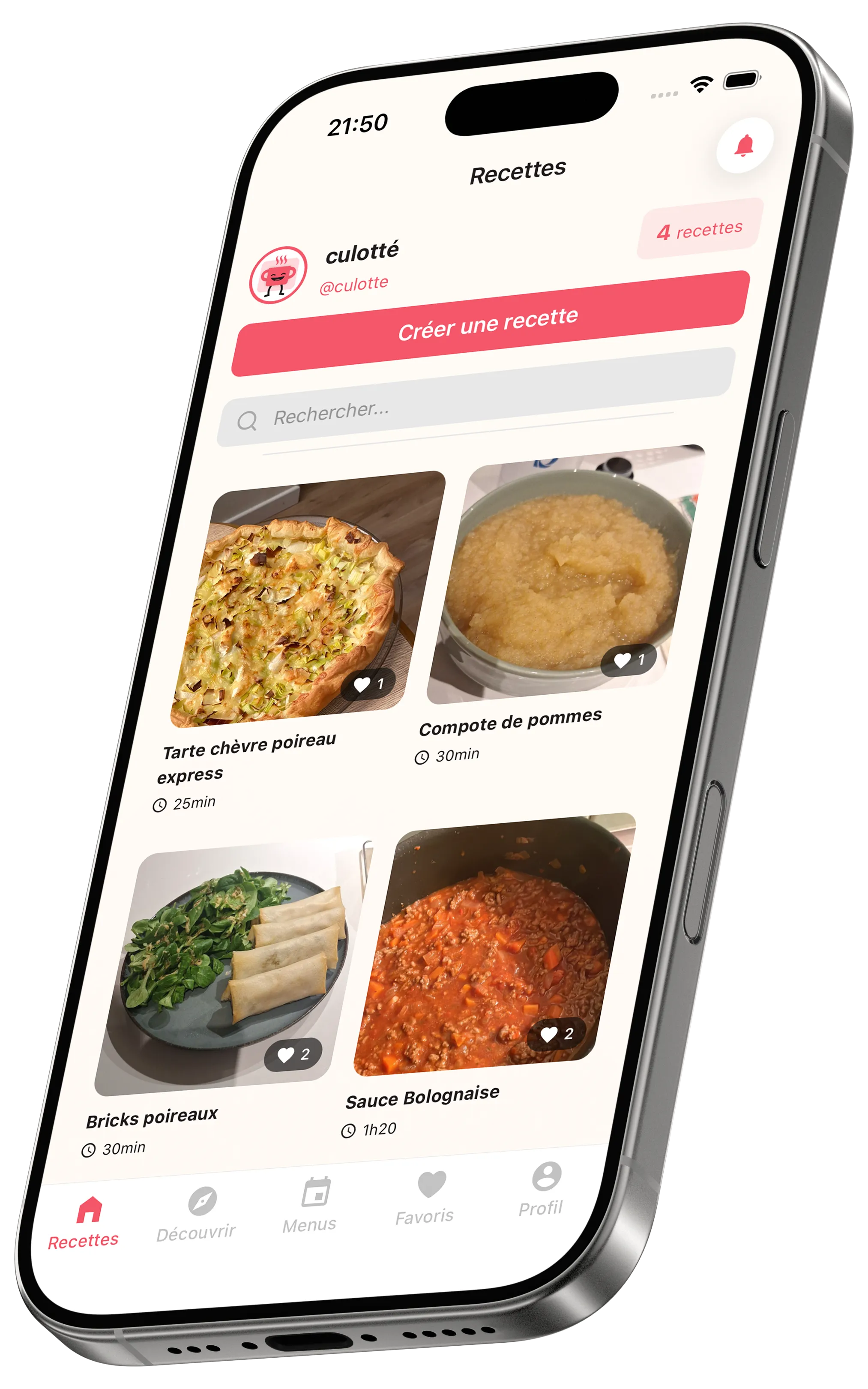 Aperçu de l'application Culotté